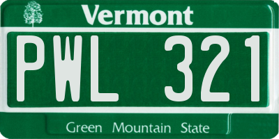 VT license plate PWL321