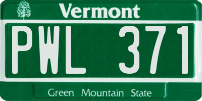 VT license plate PWL371