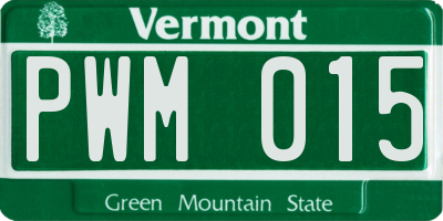 VT license plate PWM015