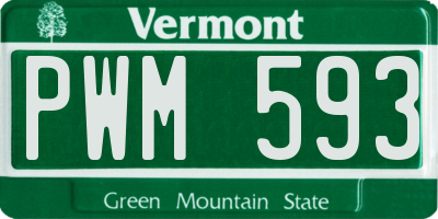 VT license plate PWM593