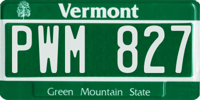 VT license plate PWM827