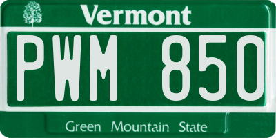 VT license plate PWM850