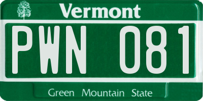 VT license plate PWN081