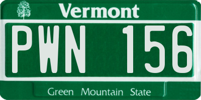 VT license plate PWN156