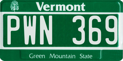 VT license plate PWN369