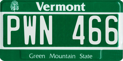 VT license plate PWN466