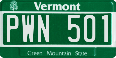 VT license plate PWN501