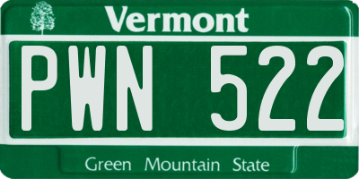 VT license plate PWN522