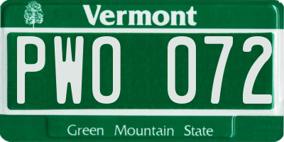 VT license plate PWO072