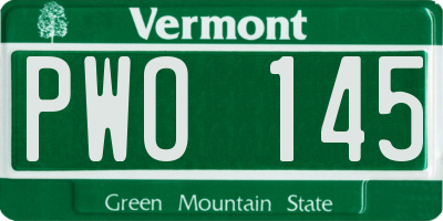VT license plate PWO145