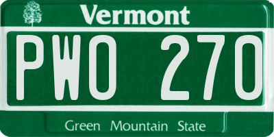 VT license plate PWO270