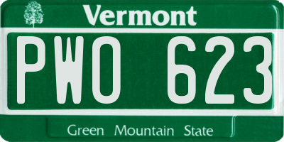 VT license plate PWO623