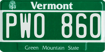 VT license plate PWO860