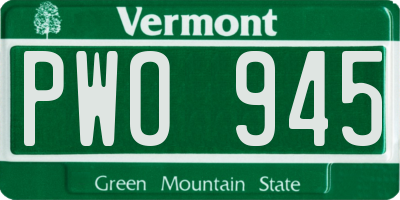VT license plate PWO945