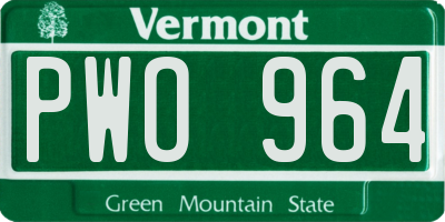 VT license plate PWO964