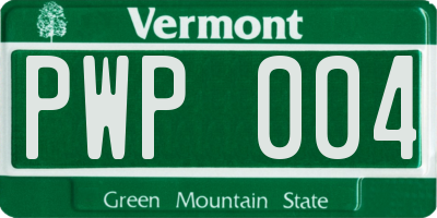 VT license plate PWP004