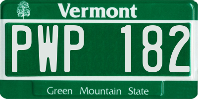 VT license plate PWP182