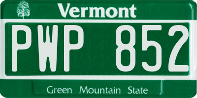 VT license plate PWP852