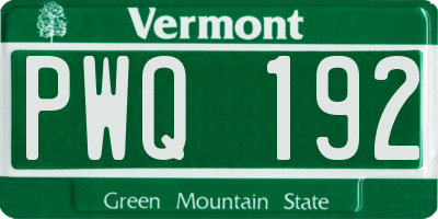 VT license plate PWQ192