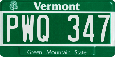 VT license plate PWQ347