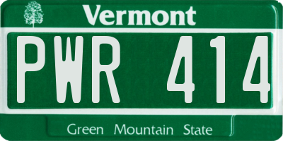 VT license plate PWR414