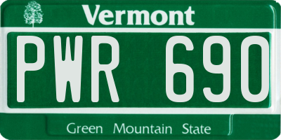 VT license plate PWR690