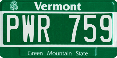 VT license plate PWR759