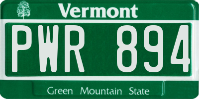 VT license plate PWR894