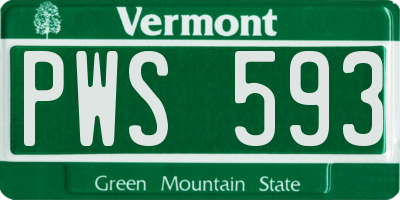 VT license plate PWS593