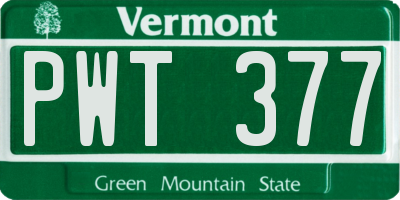 VT license plate PWT377