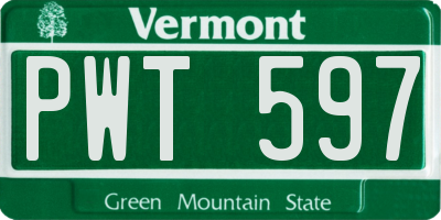 VT license plate PWT597