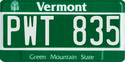VT license plate PWT835