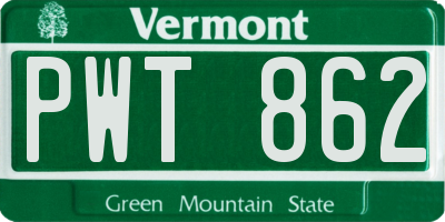 VT license plate PWT862