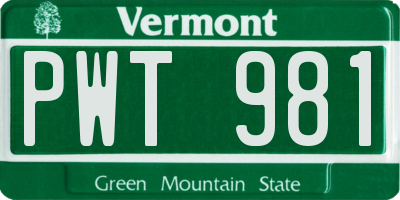 VT license plate PWT981