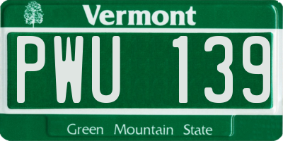 VT license plate PWU139