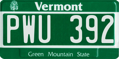 VT license plate PWU392