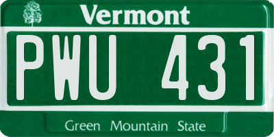 VT license plate PWU431
