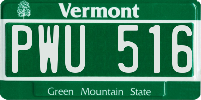 VT license plate PWU516