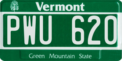 VT license plate PWU620