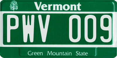 VT license plate PWV009