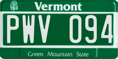 VT license plate PWV094