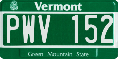 VT license plate PWV152
