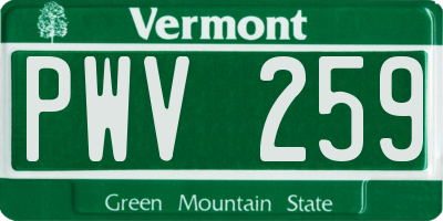 VT license plate PWV259