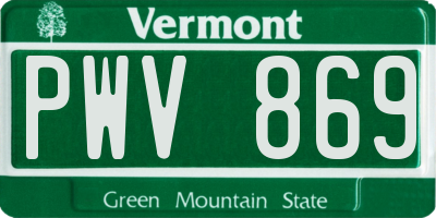 VT license plate PWV869