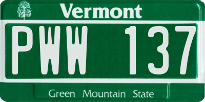VT license plate PWW137