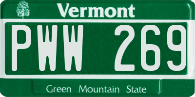 VT license plate PWW269