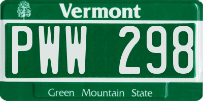 VT license plate PWW298