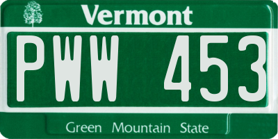 VT license plate PWW453