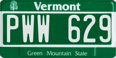 VT license plate PWW629