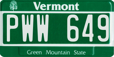 VT license plate PWW649